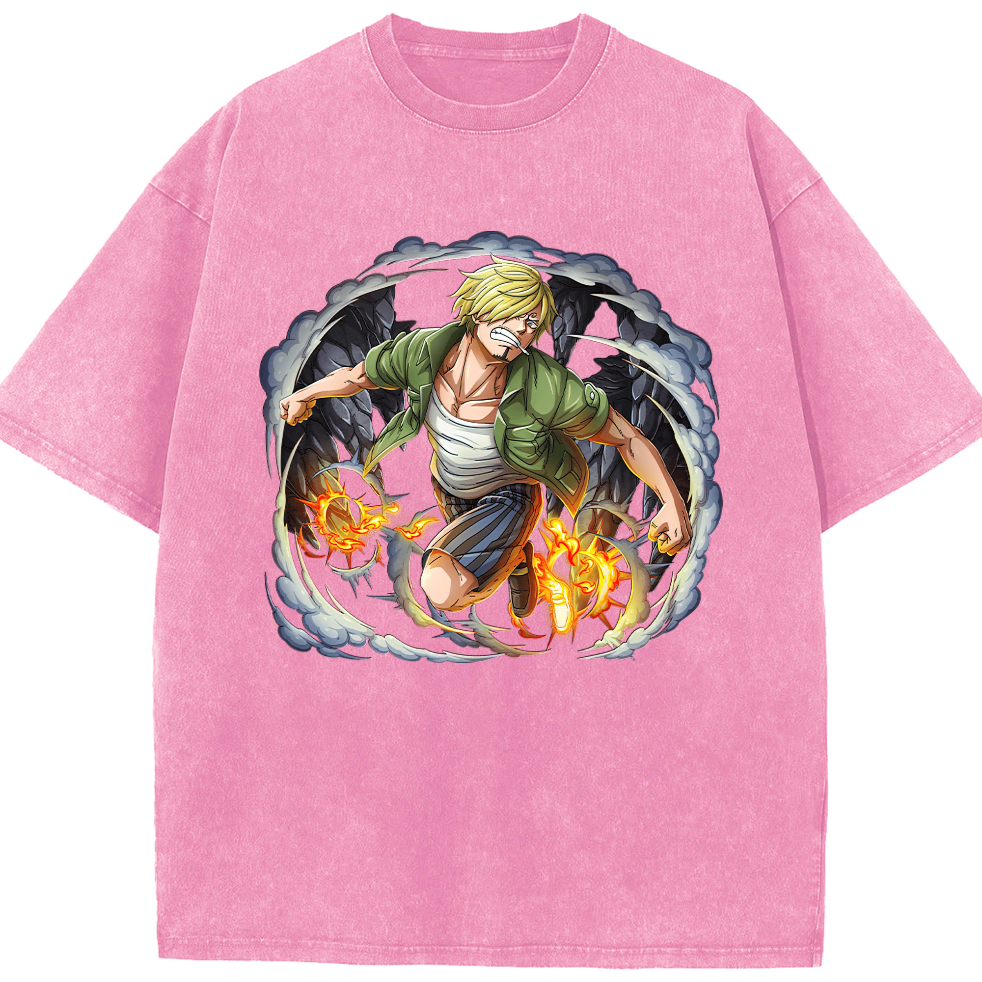 （画像用） ワンピース サンジ ONE PIECE Sanji 綿100% ヴィンテージ風 半袖Tシャツ（フロントプリント）